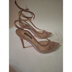 NINE WEST Transparent Clear Slinback Rhinestone Heells Size 7M